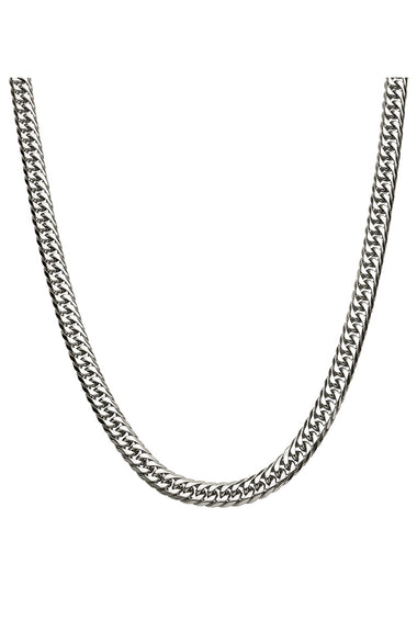 Stainless steel curb chain necklace, silver-tone 8mm dome links