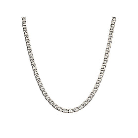Silver mariner link stainless steel chain necklace, front U-shape