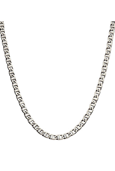 Silver mariner link stainless steel chain necklace, front U-shape