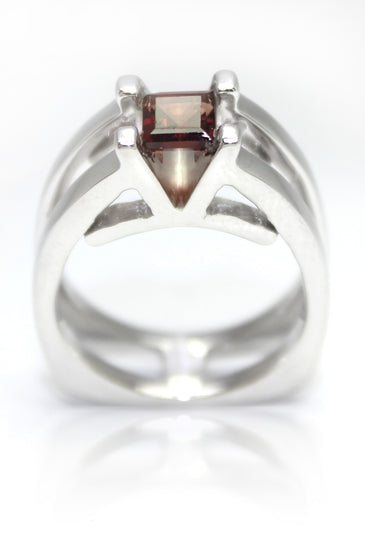 Sterling silver statement ring with princess cut garnet