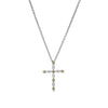 Sterling silver cross pendant with peridot-style green stones on chain