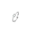Sterling silver bezel ring with square-cut crystal in open square setting