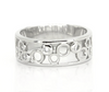 Sterling silver bubble ring with circular cutout design and clear gemstone accents