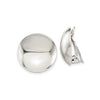 Polished round sterling silver button clip earrings, hinged non-pierced backs