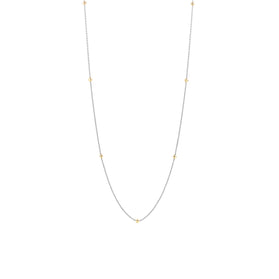 Sterling silver station chain necklace with small yellow-gold plated bead links