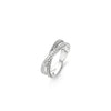 Sterling silver criss-cross ring with pavé stone accents