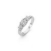Sterling silver CZ cluster band ring with round stones, curved profile