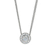 Sterling silver CZ halo pendant necklace with round center stone and halo