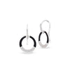 Sterling silver hoop earrings with black enamel and CZ pavé, hinged hoops