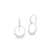 Sterling silver hoop earrings with white enamel and pavé stones