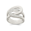 Sterling silver matte CZ ring with double curved band and clear stone pavé