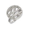 Sterling silver CZ lattice ring with oval openwork and sparkling round stones