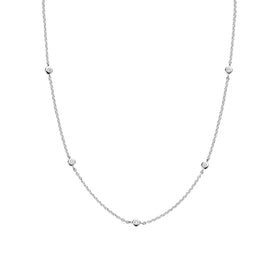Sterling silver station chain necklace with small round stations and lobster clasp