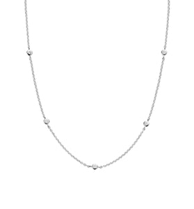 Sterling silver station chain necklace with small round stations and lobster clasp
