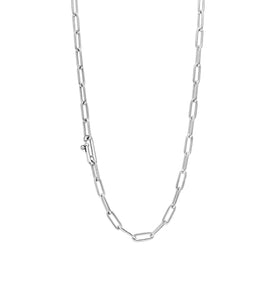 Sterling silver paperclip chain necklace with linked oval segments