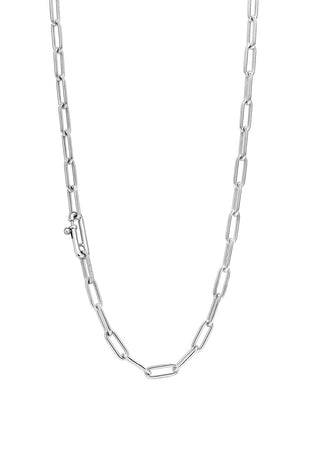 Sterling silver paperclip chain necklace with linked oval segments