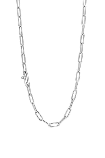 Sterling silver paperclip chain necklace with linked oval segments