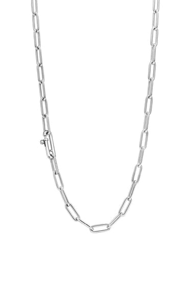 Sterling silver paperclip chain necklace with linked oval segments