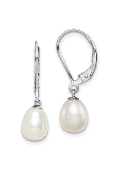 Sterling silver pearl dangle earrings with two teardrop pearls