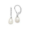 Sterling silver pearl dangle earrings with two teardrop pearls