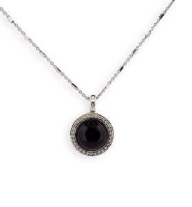 sterling silver pendent with black onyx and sparkling cubic zirconia 