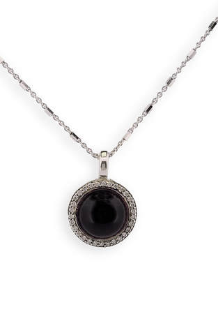 sterling silver pendent with black onyx and sparkling cubic zirconia 