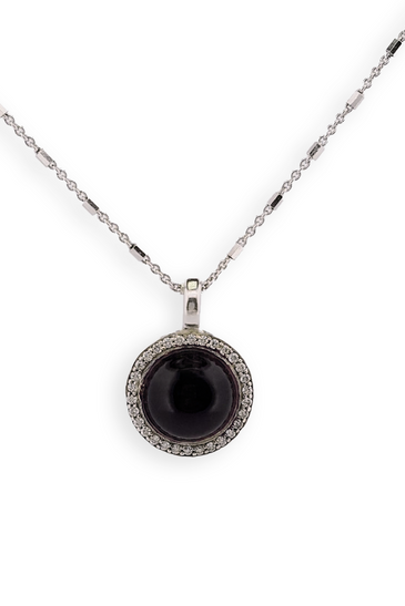 sterling silver pendent with black onyx and sparkling cubic zirconia 