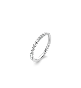 Sterling silver bead ring with rounded beaded band