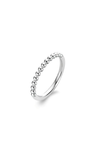Sterling silver bead ring with rounded beaded band