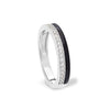 Sterling silver ring with black enamel band and sparkling outer edge