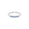 Sterling silver cuff ring with blue sapphire row stones