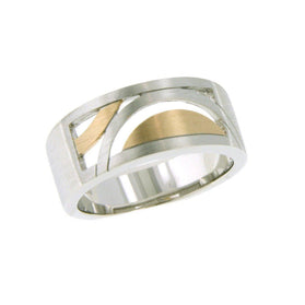 Sterling silver matte geometric ring with rectangular cutout band