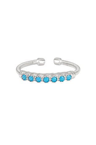 Sterling silver cuff ring with turquoise bezel stones