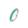 Sterling silver ring with turquoise oval stone row on a slim band