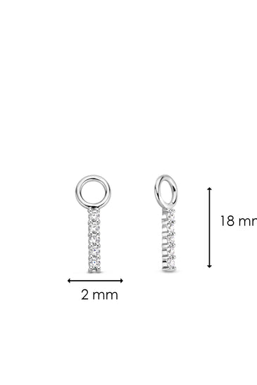 Sterling silver hoop earring charm pair with 18 mm length and 2 mm width