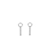 Sterling silver hoop earring charm pair with vertical pave stone bar