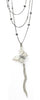 Sterling silver mother-of-pearl butterfly pendant with dangling tassel chain