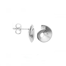 Sterling silver swirl stud earrings, scratch matte finish