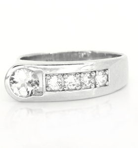 Unique round white topaz encased in high quality sterling silver