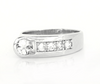 Sterling silver ring with square center gemstone and row of small stones