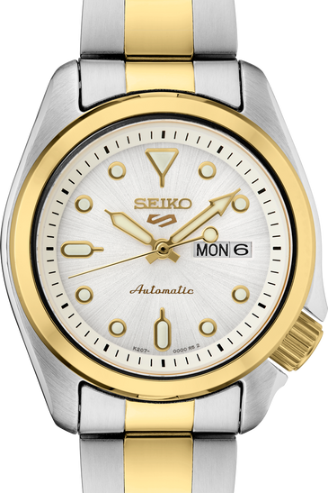 Seiko women’s watch, two-tone gold and silver bracelet, white round dial