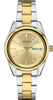 Seiko women's watch: gold dial, baton markers, Monday date, gold-silver bracelet