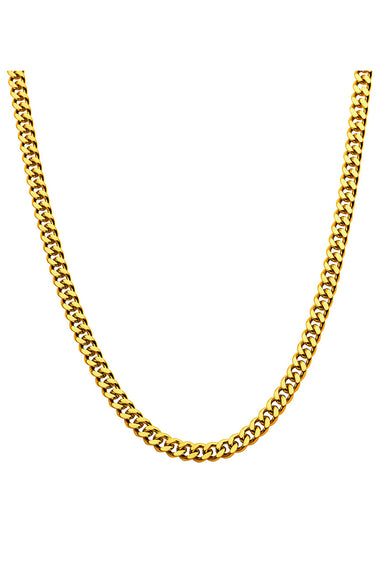 Gold diamond-cut curb chain necklace, 8mm links